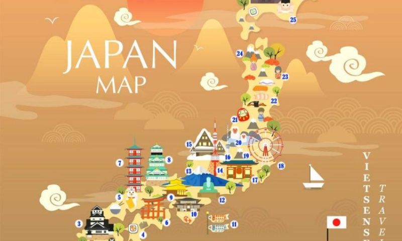Bản đồ du lịch Nhật Bản với thông tin chi tiết